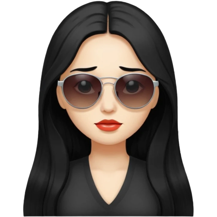 Girl with long black hair hitting a vape sunglasses hungover  emoji
