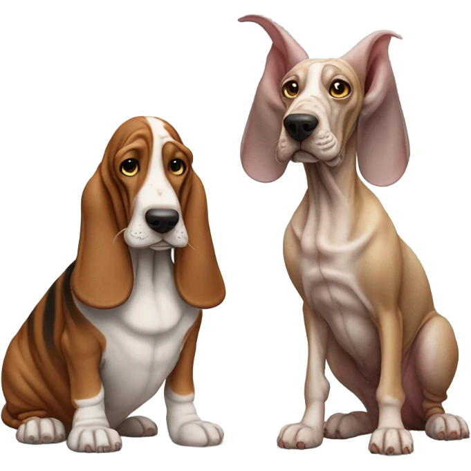 Basset hound and Sphynx cat emoji