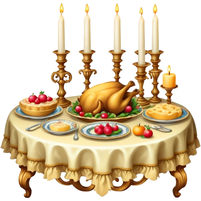 Table food rococo style with candles emoji