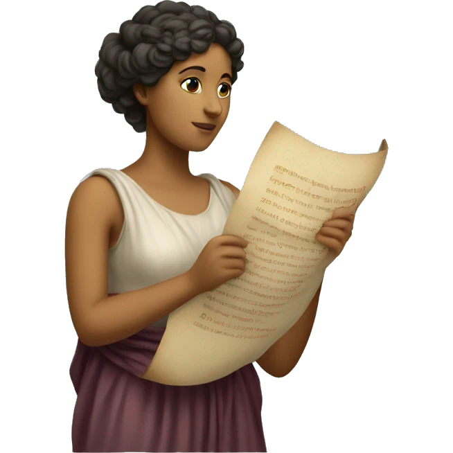 Sappho holds a scroll in her hand emoji