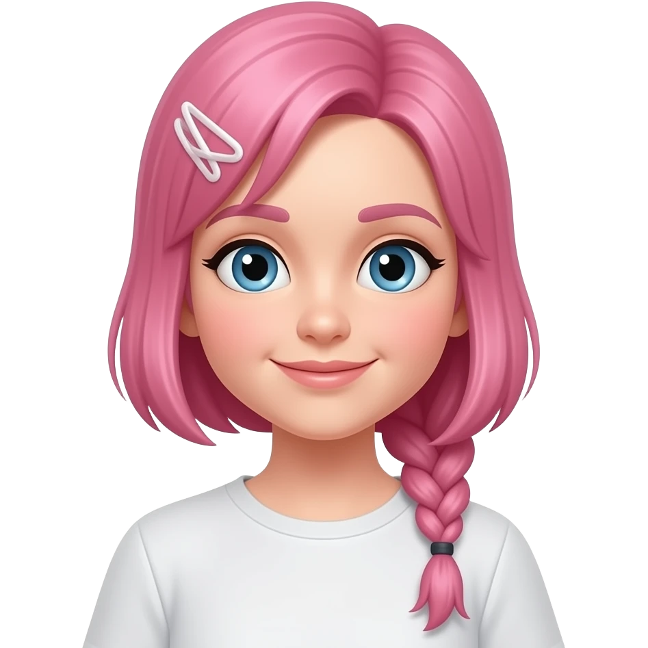 emoji chica pelo rosa con una trenza emoji