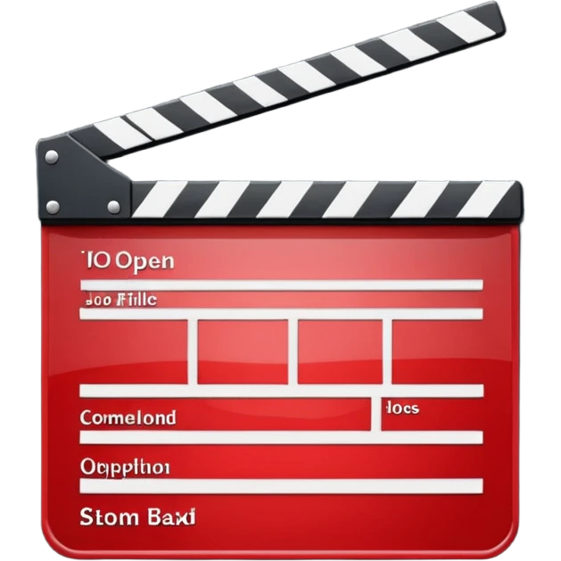 clapperboard red glossy with open top bar emoji