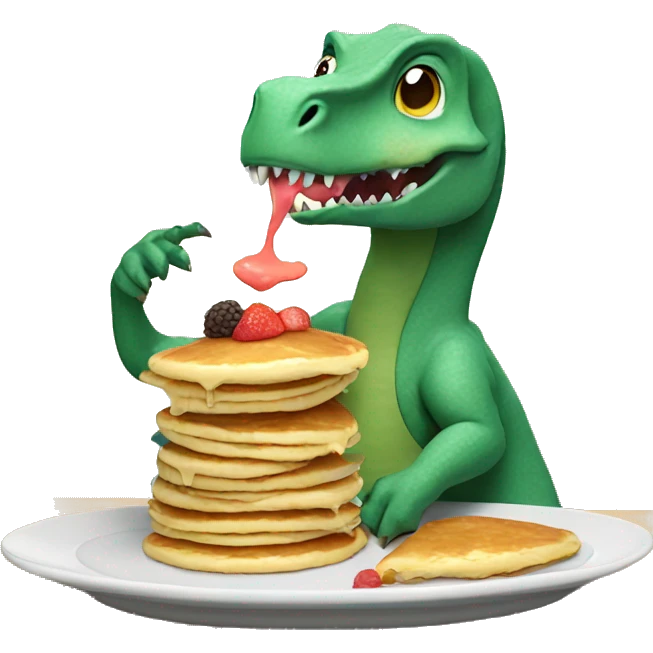 Dinosaur eating pancakes emoji