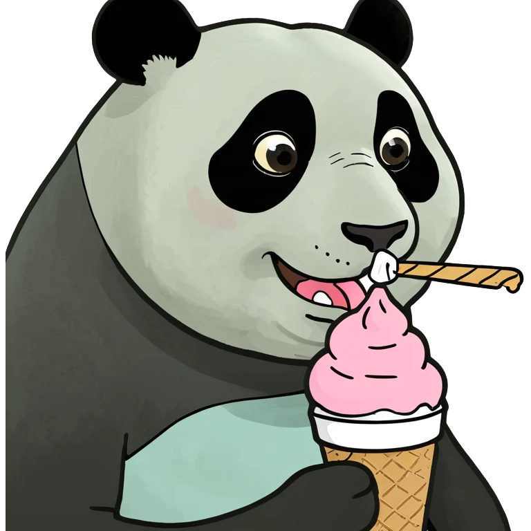 Panda eating ice cream emoji