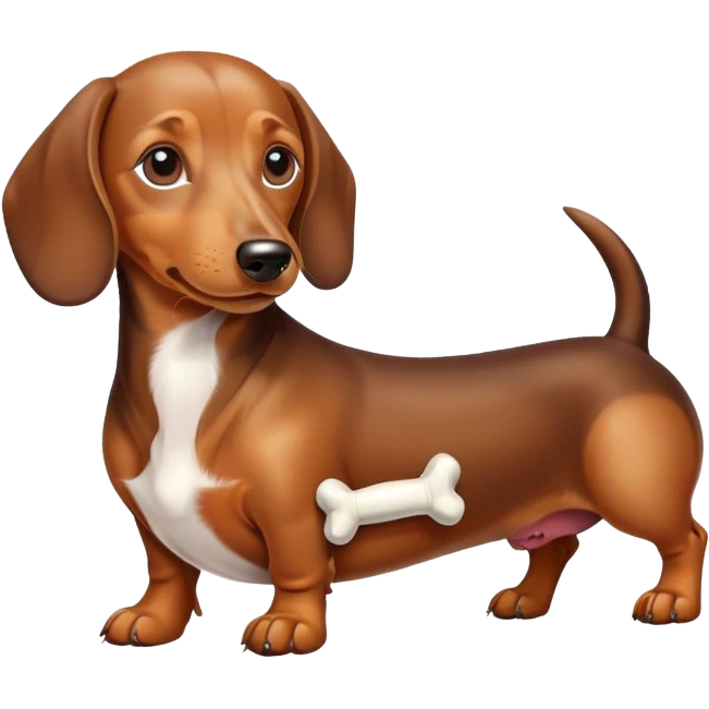 dachshund dog with a bone emoji