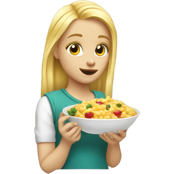 Blondę girl eat emoji