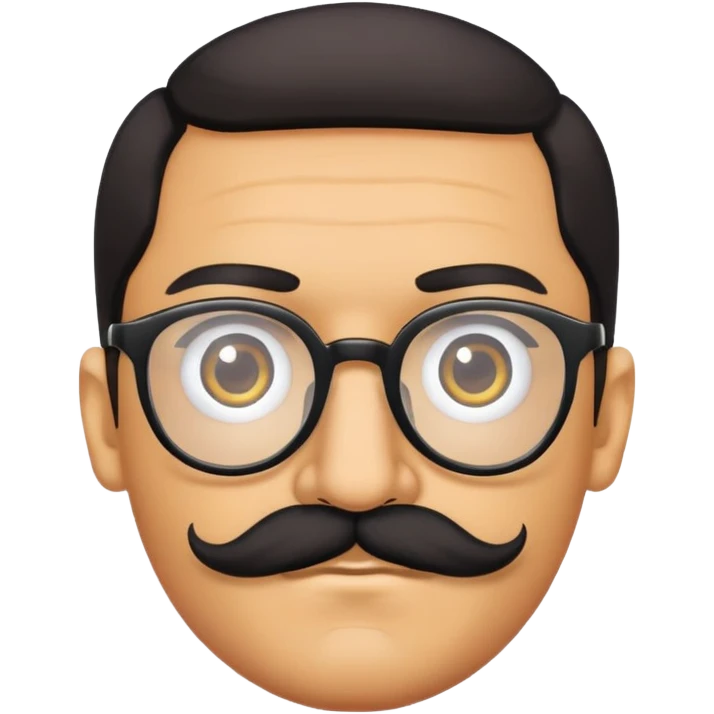 Olive colored man with thick glasses and black mustache  emoji