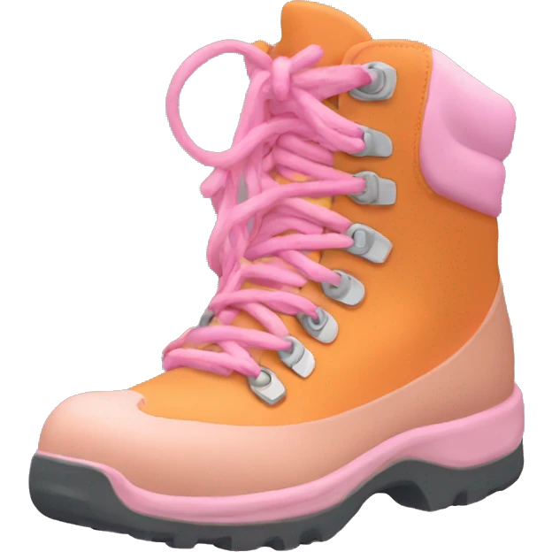 Pastel orange hiking boot with pink shoelaces  emoji