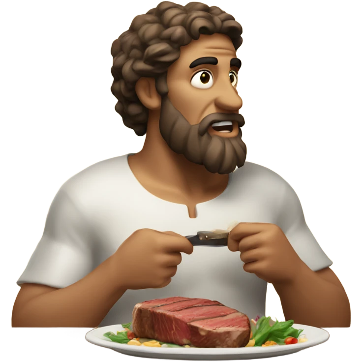 Greek God eating steak emoji