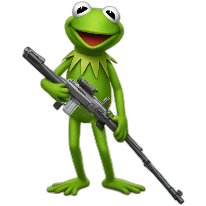 kermit the frog with a weapon emoji