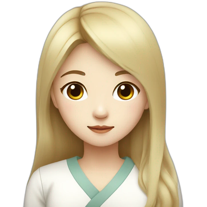 korean blond woman medium hair straight korean clothes emoji