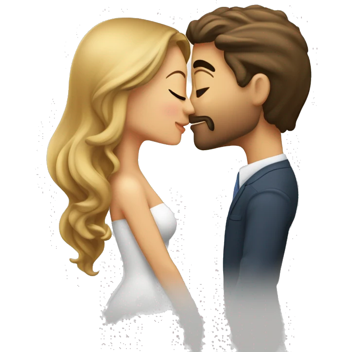beso pareja mujer blanca pelo lacio y hombre moreno pelo crespo  emoji