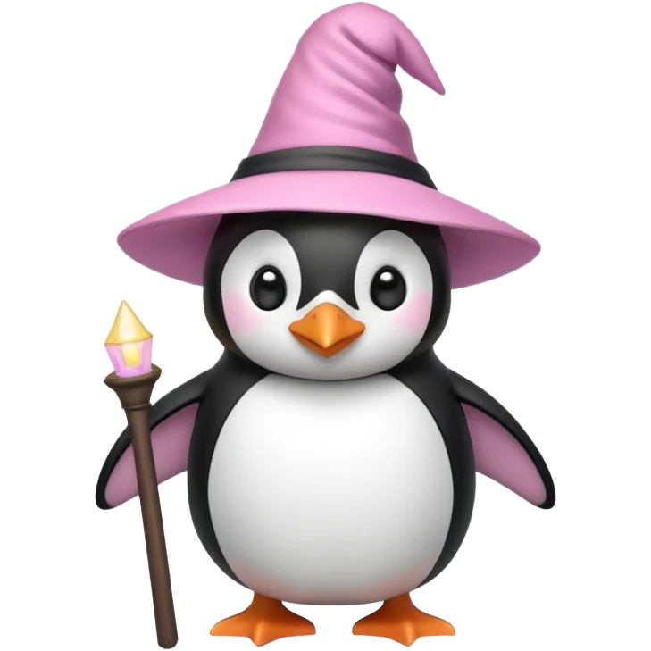 Penguin With Light Pink Witch Hat  emoji