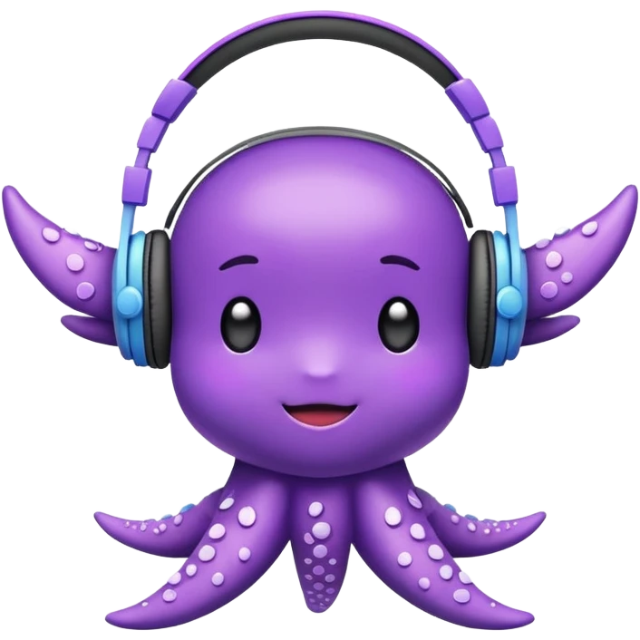 Cute Purple Seastar with headphones emoji