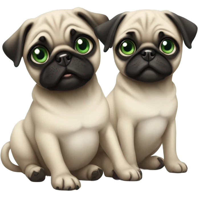 2 Baby pugs 1 with green eyes and 1 with blue  emoji