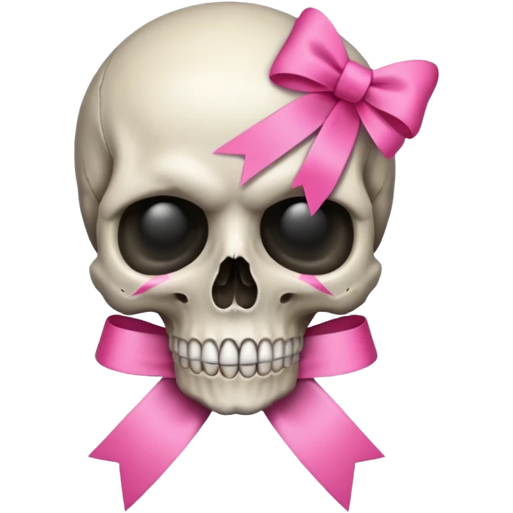 Skull with a pink ribbon emoji