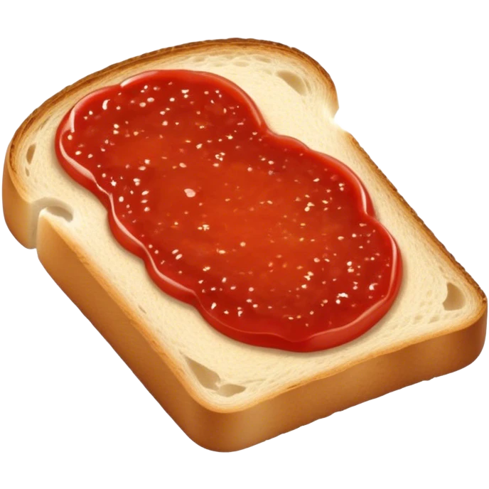slice of bread with with a line small amount of tomatoe sauce on top emoji