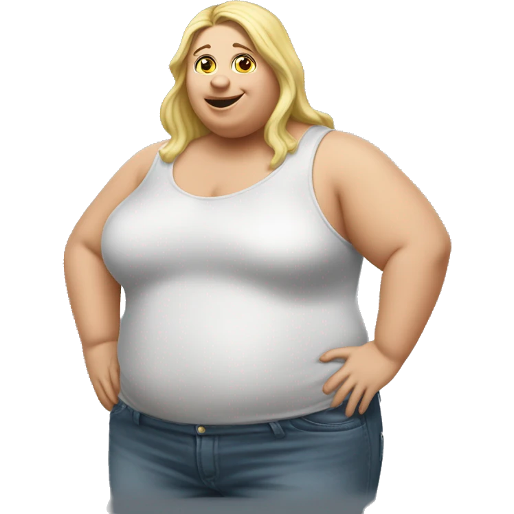 Extremely chubby woman in the truck bed of a 2006 Chevy sliverado  emoji