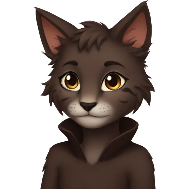Anthro Shy Cute Cool Edgy Pretty Dark Brown Furry Feline Animal Anthro Sona emoji