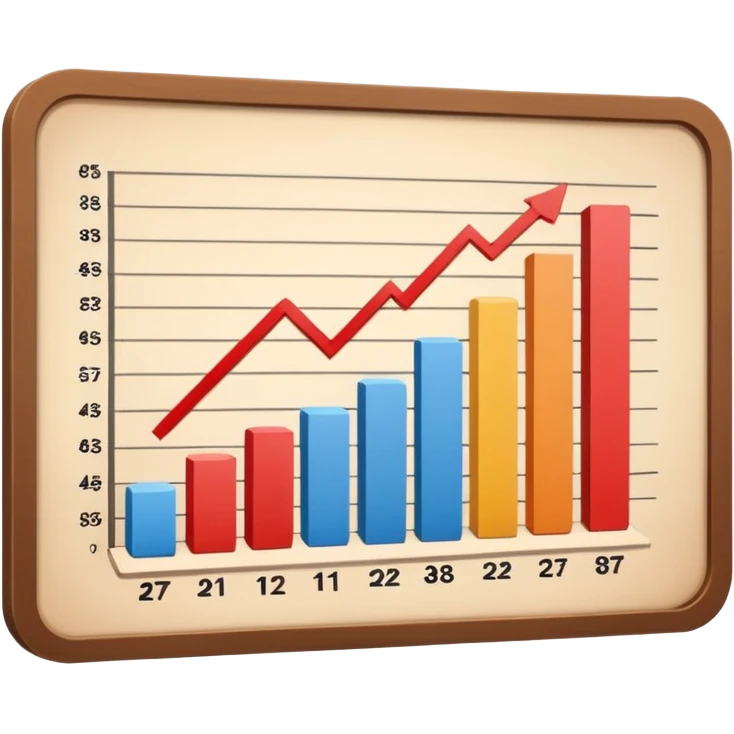 a board with a paper, the paper has bar graph in it, in neutral color emoji