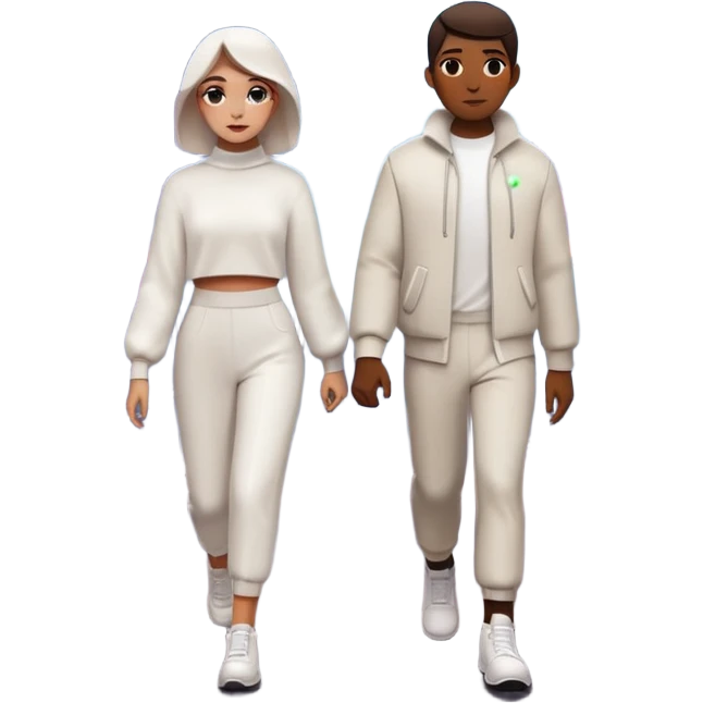 City at night, empty streets, smoky air, neon lights, two figures wandering — one dressed in white, detached and free emoji