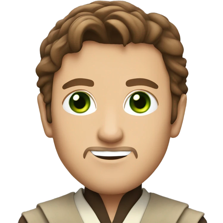 Jedi man, but green eyes and brown hair. In a suit  emoji