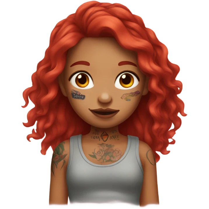 Red haired girl with face tattoos emoji