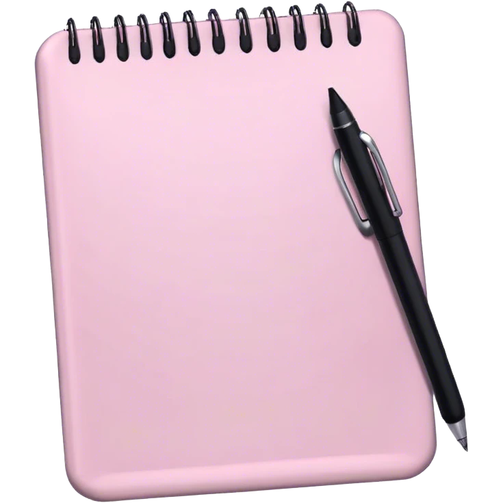 Pale pink notepad with pen emoji