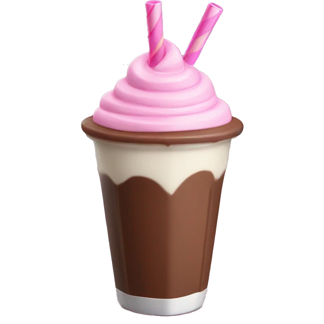 Chocolate milkshake with a pink straw emoji