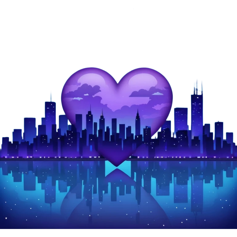 emo heart with night sky and city skyline emoji