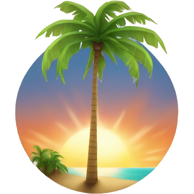 Sun, ocean, island with palm tree emoji