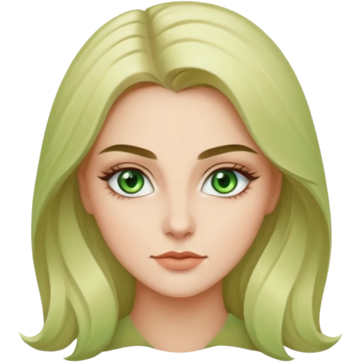 женщина с зелёными глазами, красивыми бровями, светлыми волосами длинными  emoji