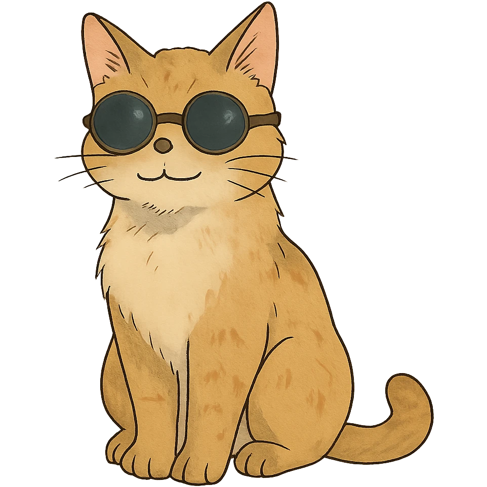 ghibli style cat wearing sunglasses emoji