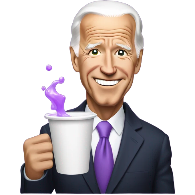 biden with purple liquid spilling out of white cup emoji