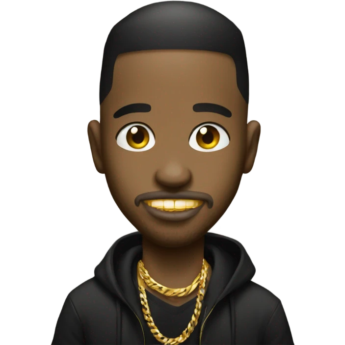 Rapper with gold grill emoji