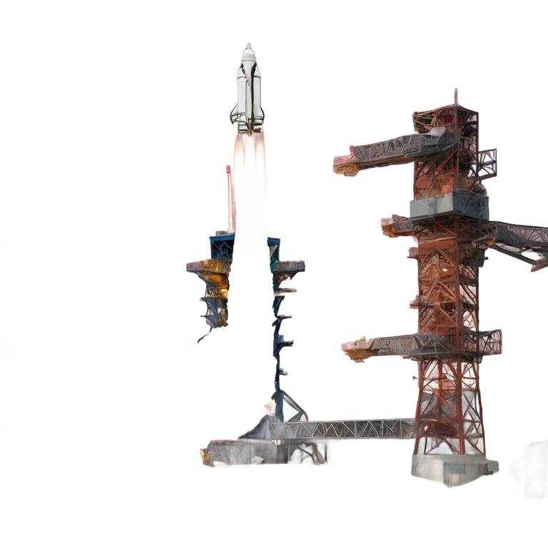 A rocket taking off from a launch pad emoji