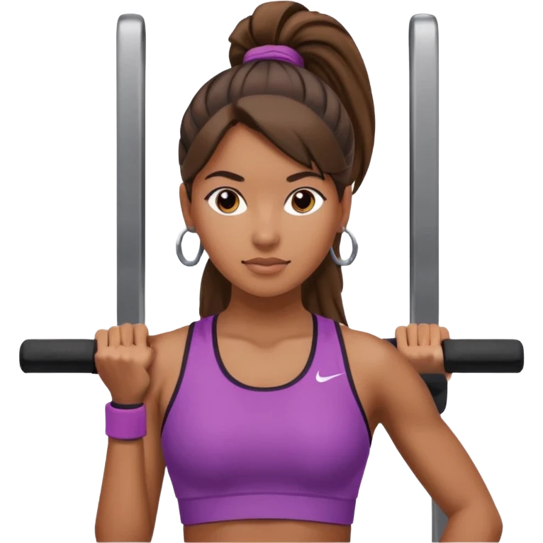 Mujer en gimnasio, peruana con coleta  emoji