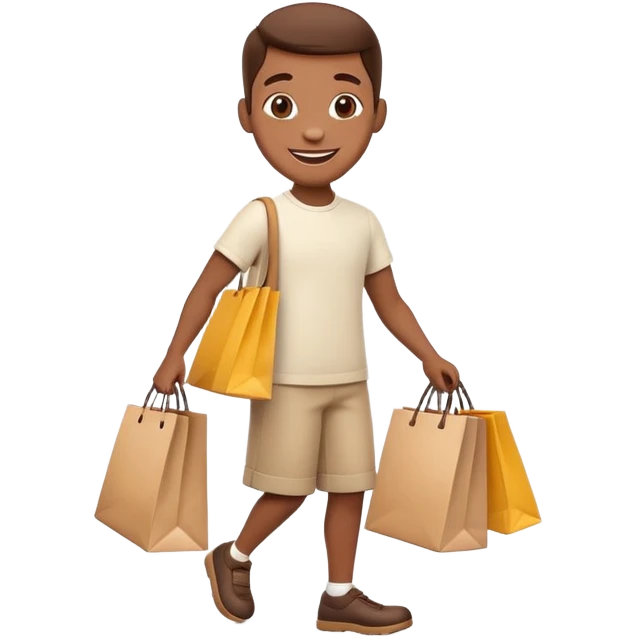 cartoon character happily carrying shopping bags emoji