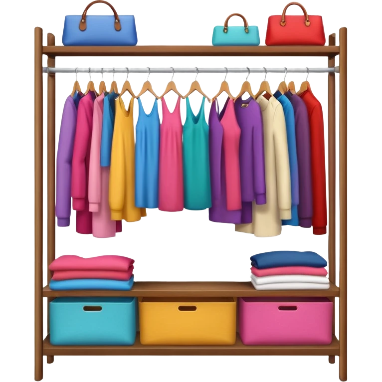 open wardrobe with woman clothes hanging inside emoji