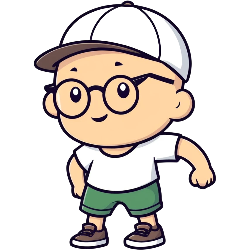 bald boy with glasses indoors with dodges hat emoji