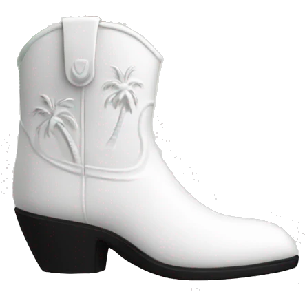 White cowgirl boot vase with palm tree  emoji