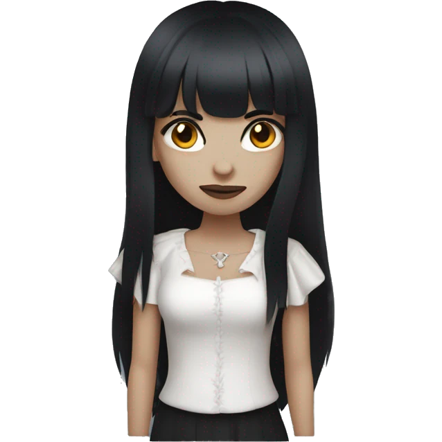 vampire girl with long black hair and bangs emoji