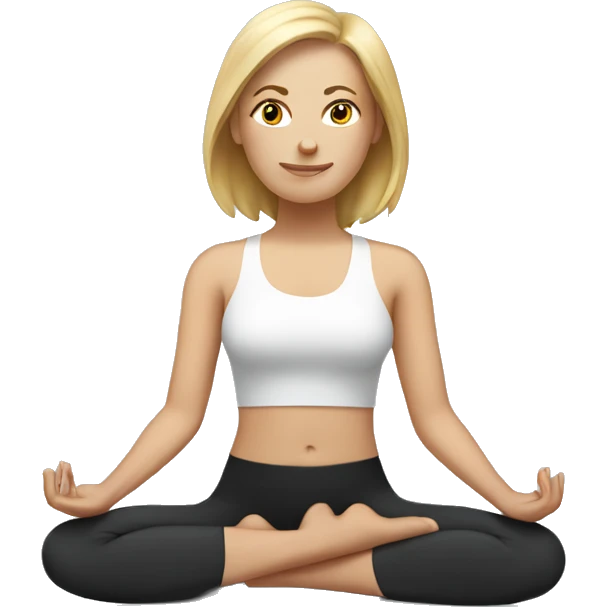one white woman sitting in yoga pose emoji