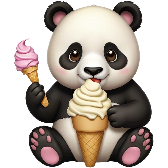 Panda eating ice cream emoji