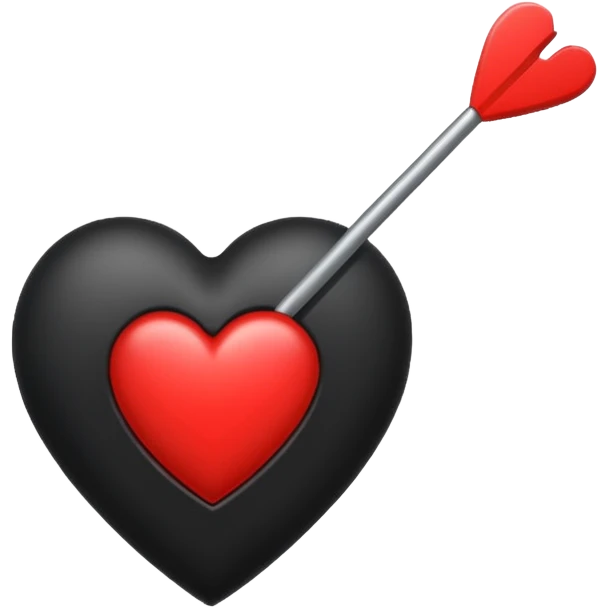 Corazón negro con una flecha,q sea todo negro el corazón y la fecha color roja nada más. emoji