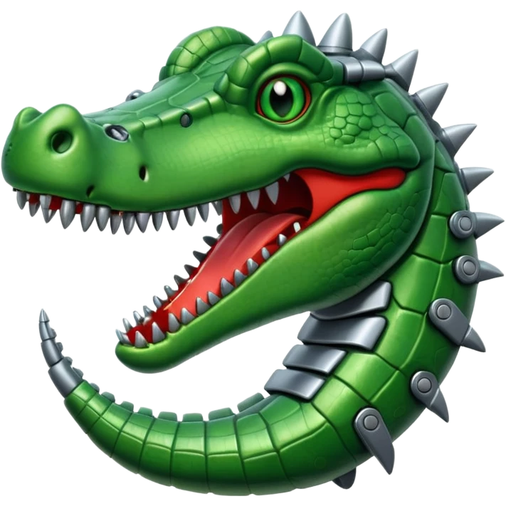 crocodile with a robot hand hanging out of mouth emoji