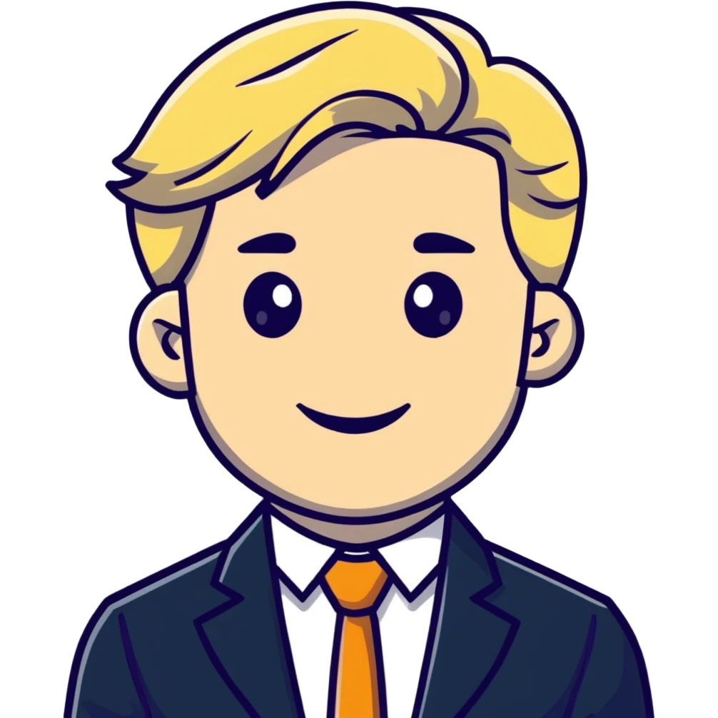Oleg Tinkov, smiling, blond hair, business casual emoji