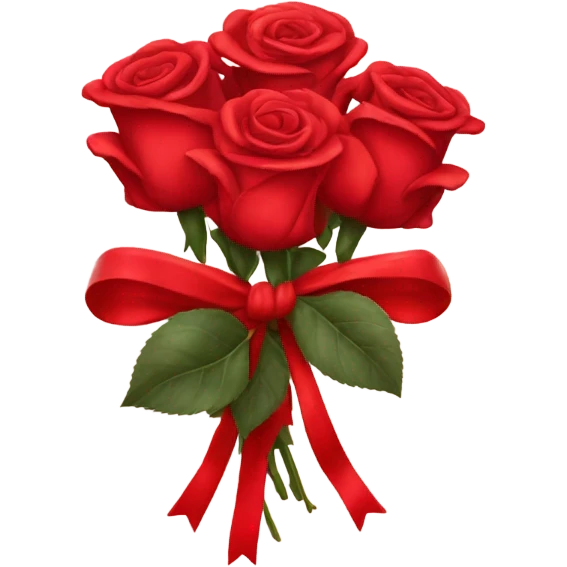 red roses with a red bow emoji