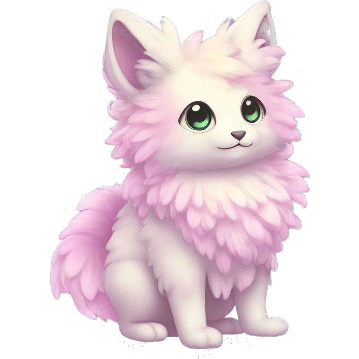 Shiny Innocent Shy Sparkly Colorful Pastel Fluffy beautiful fantasy Kawaii Ethereal Sona Fakemon-animal Full Body emoji