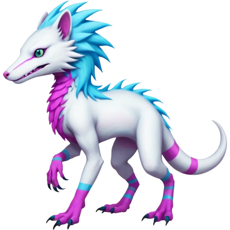 White badass elegant wild beautiful natural cute badass epic anthro modern albino sergal-vernid-creature with cyan mane and magenta eyes with cyan edgy stripes, full body, blue pretty hair, outside, modern, aesthetic, art by LiLaiRa, art by art by Falvie emoji